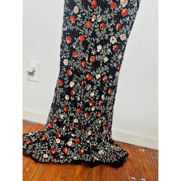 MAC DUGGAL 93925 Black Mutlicolored Beaded Sequin Long Sleeves Formal Dress sz 2 - Picture 11 of 16